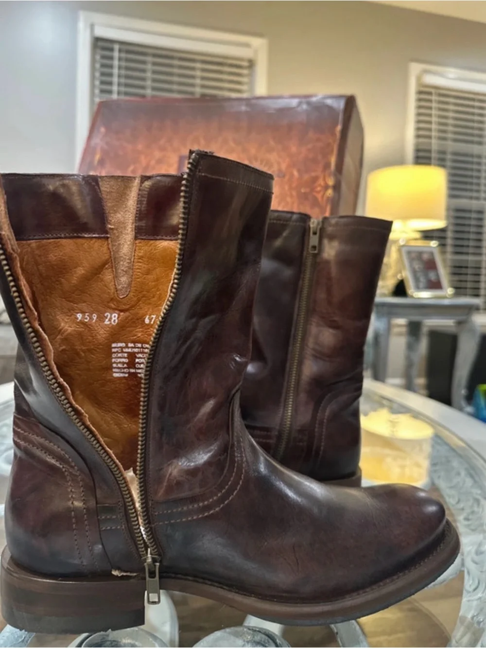 New Rio Grande Ronaldo MR-08 men's leather boots, brown, size 9– Original box